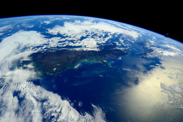 Terre de l espace océan et nuages