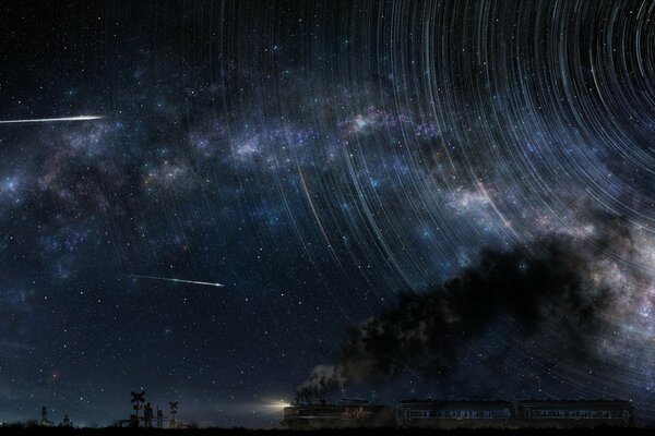 Ciel nocturne et la lune dans les étoiles