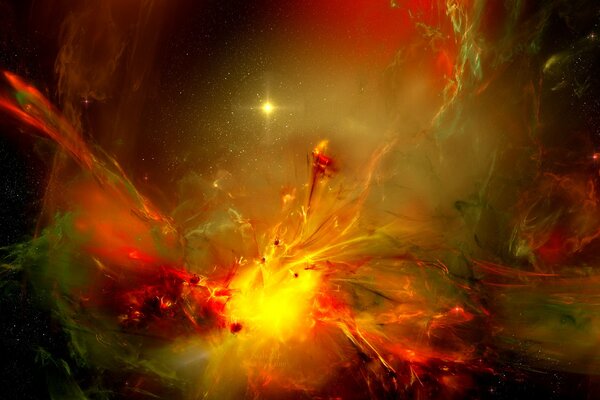 Luce luminosa cosmica nella nebulosa dello spazio