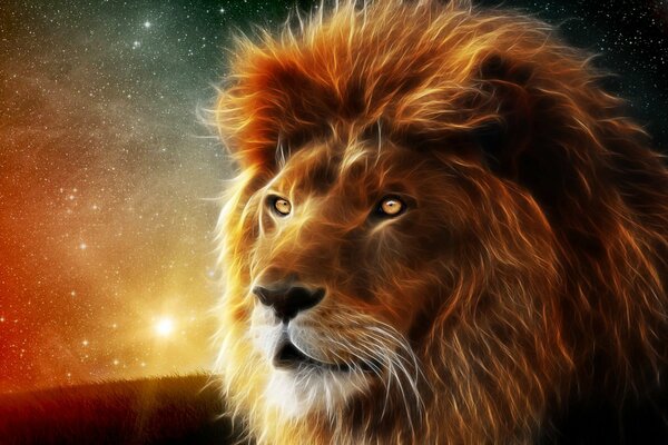 Beautiful lion in 3d format