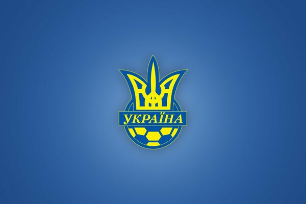 Godło ukraińskiej piłki nożnej na niebieskim tle