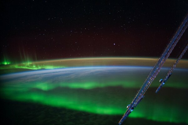 Northern lights. Space. Photo from the ISS