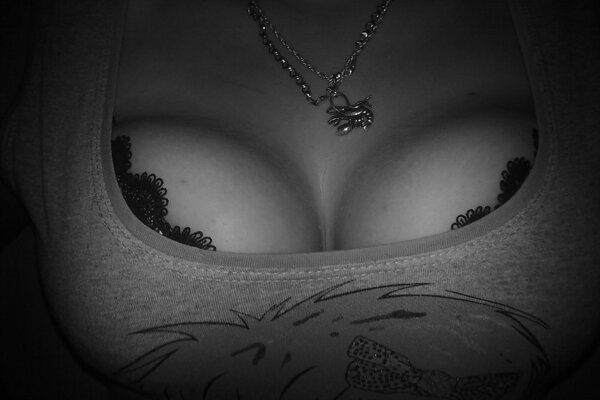 Black and white breast photo