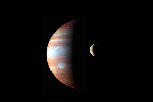 Jupiter and its satellite in the solar system