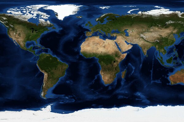 Ein Planet mit einem Bild von Kontinenten und Ozeanen