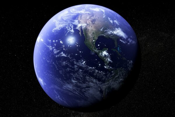Terra dallo spazio sullo sfondo del cielo stellato
