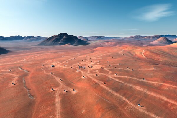 Antennas are installed in the desert for research