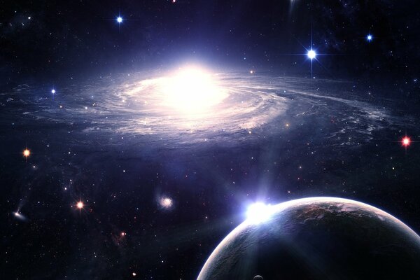 Fantastic space planets and galaxy