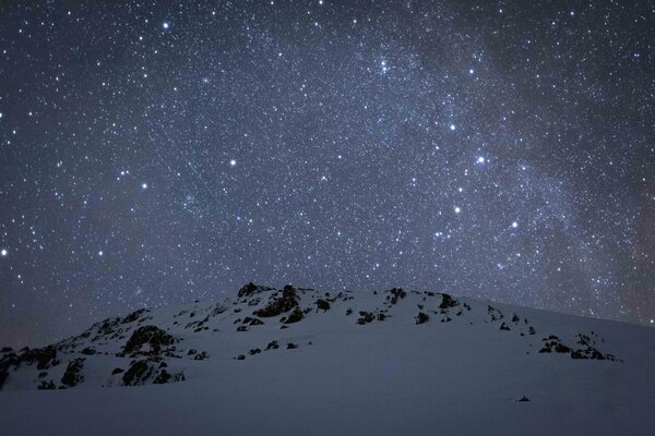 Montañas en el fondo de la vía láctea y el cielo nocturno