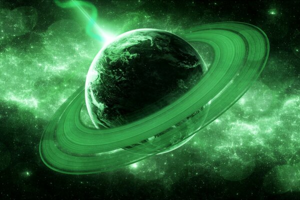 Zielona Sztuka wszechświata i planety Saturn