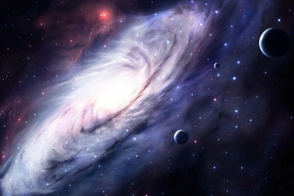 Una galaxia espiral con estrellas centelleantes