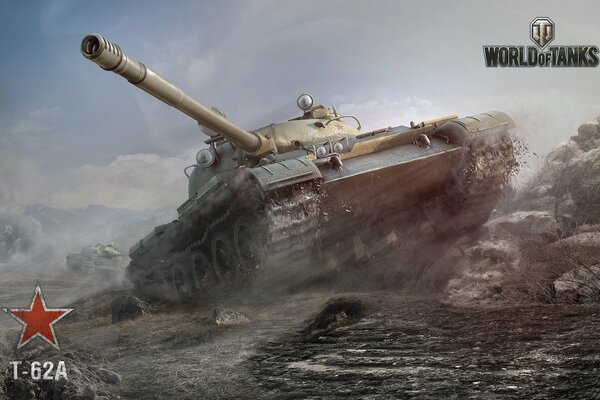 El tanque del juego world of tanks viaja por la tierra