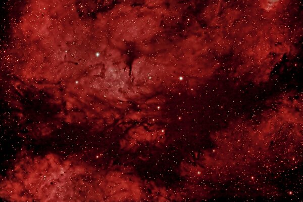 Scarlet star nebula on the background of black space