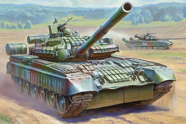 Główny czołg bojowy t-80bw z podniesionym działem