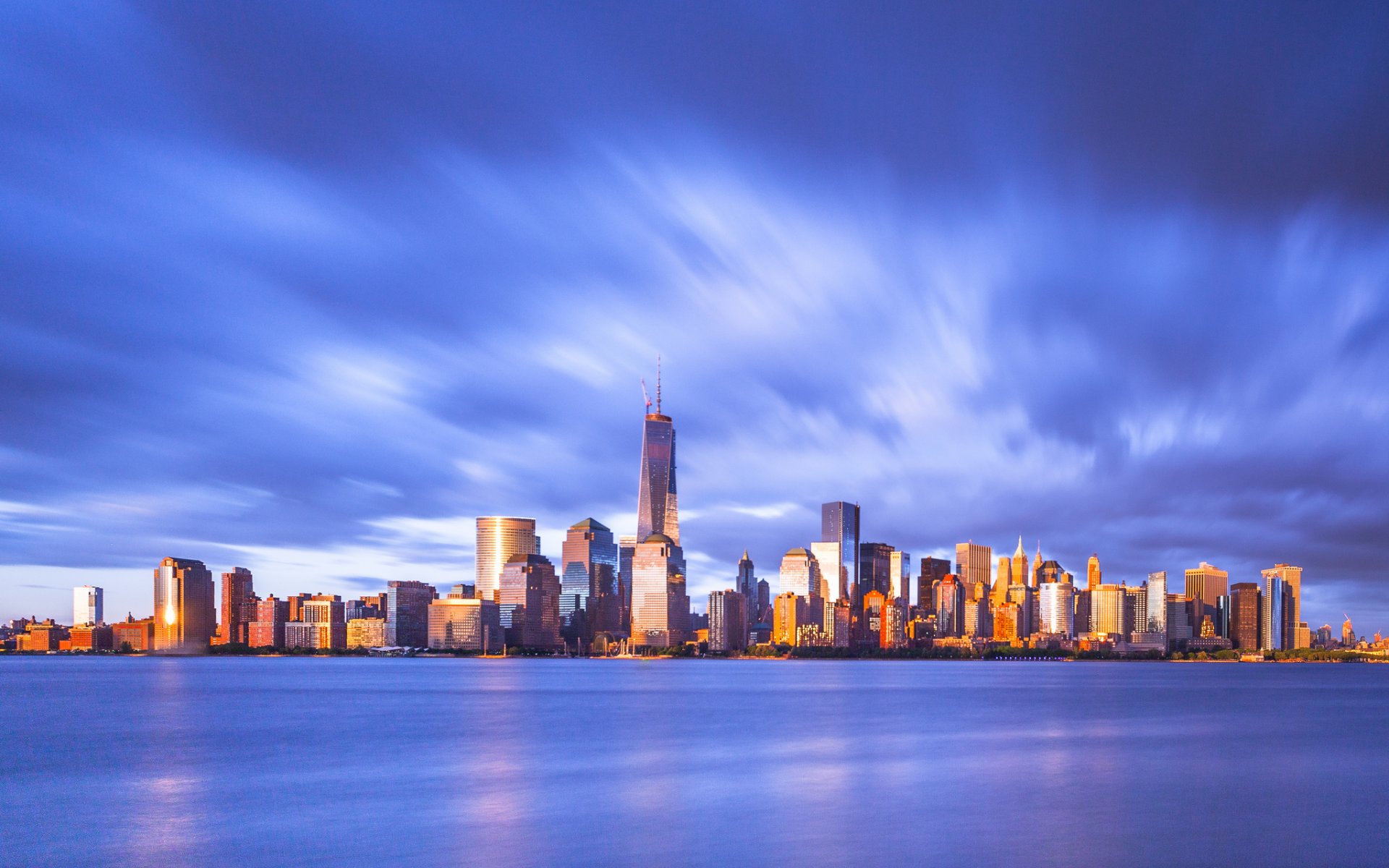 new york case grattacieli tramonto nuvole nuvole