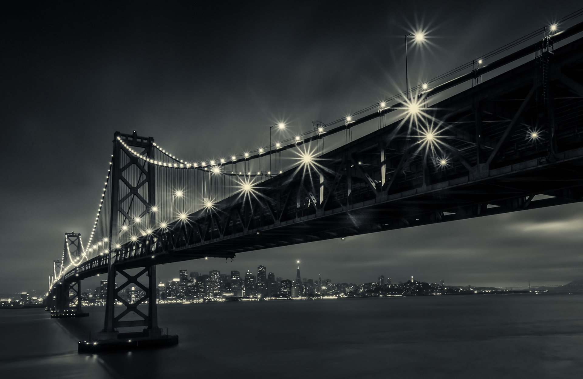 san francisco bay bridge kalifornia miasto most światła noc