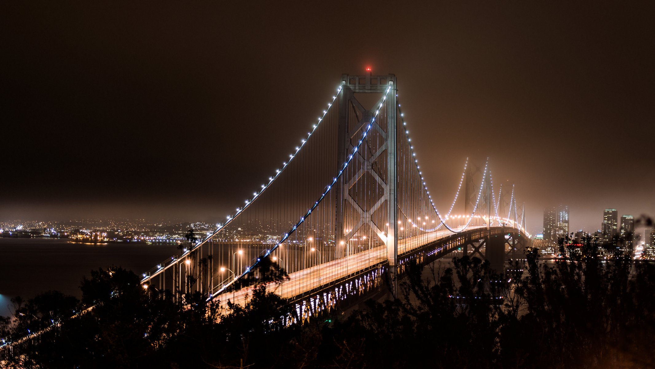 san francisco san francisco california stati uniti baia ponte notte luce luci cielo autunno autunno scuro baia luci