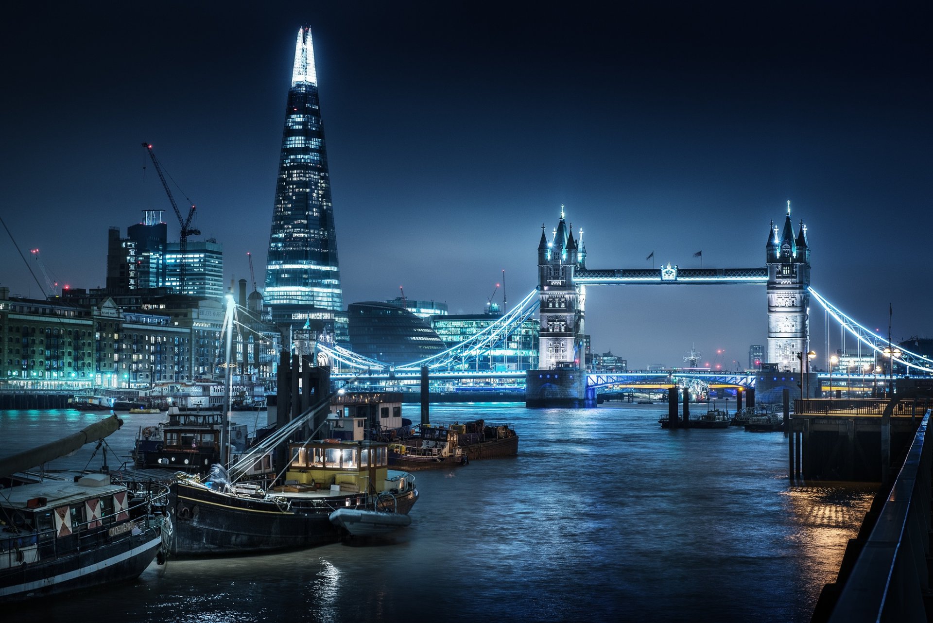 лондон город река осколок thames башня мост nigth