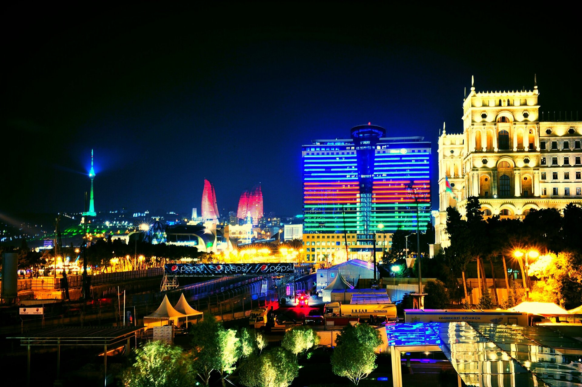 baku azerbaigian notte luce luci