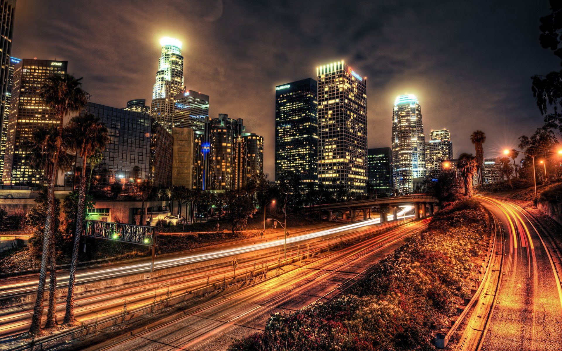los angeles los angeles nuit gratte-ciel maisons routes