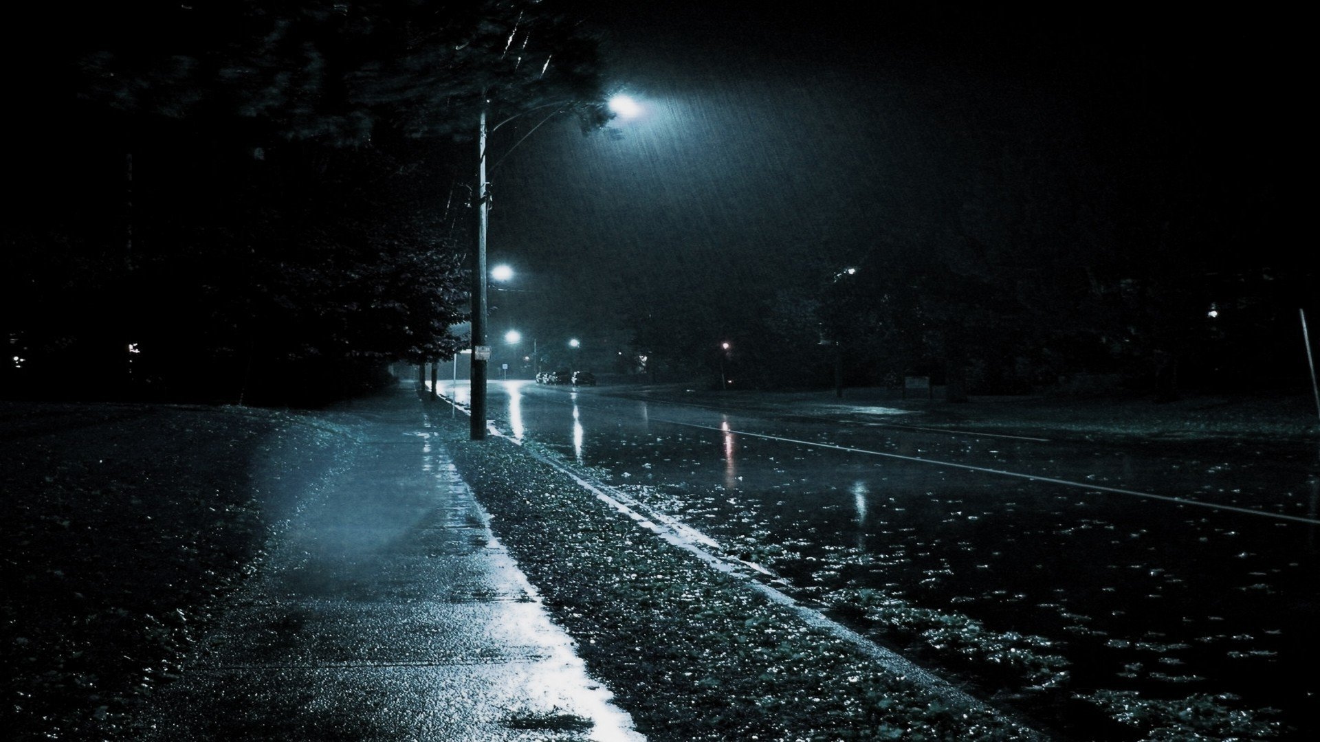 miasto deszcz czarno-biały noir
