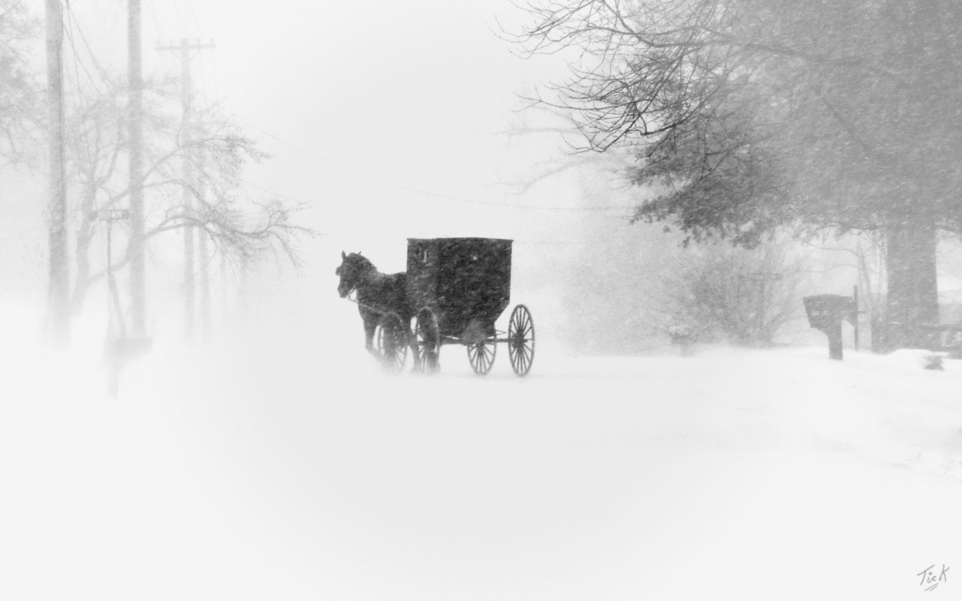 città tempesta di neve carrozza neve