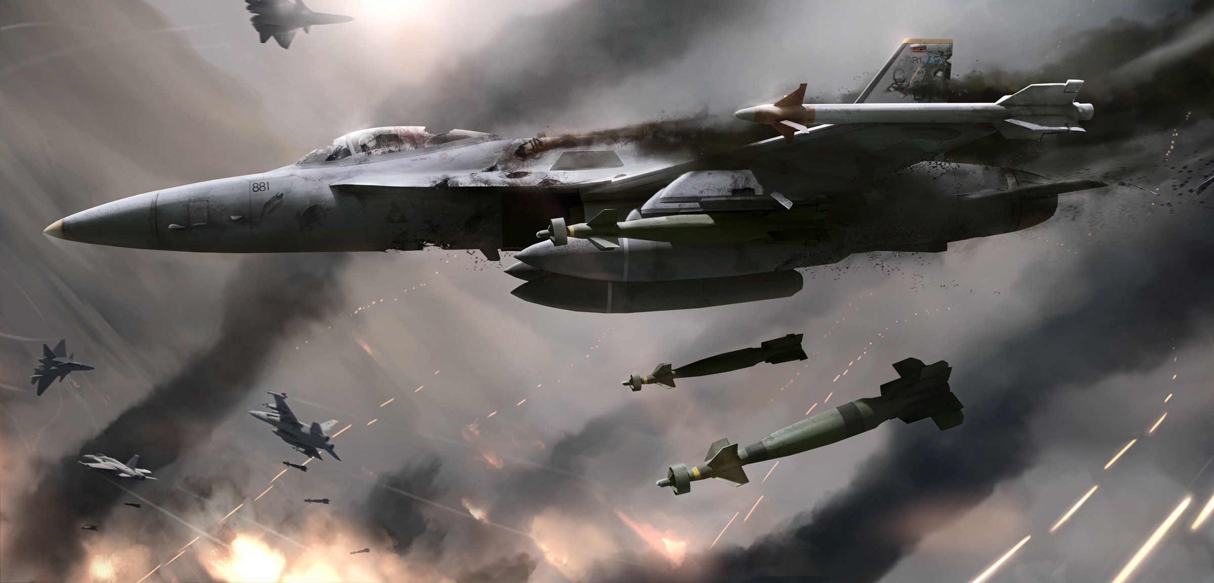 art shells in the sky aircraft battle