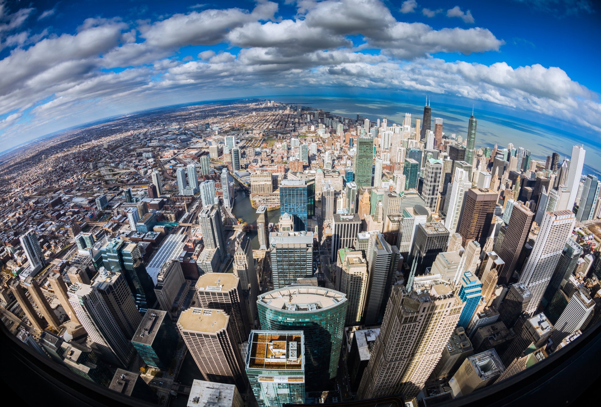 chicago illinois miasto ocean drapacze chmur brzeg panorama wysokość