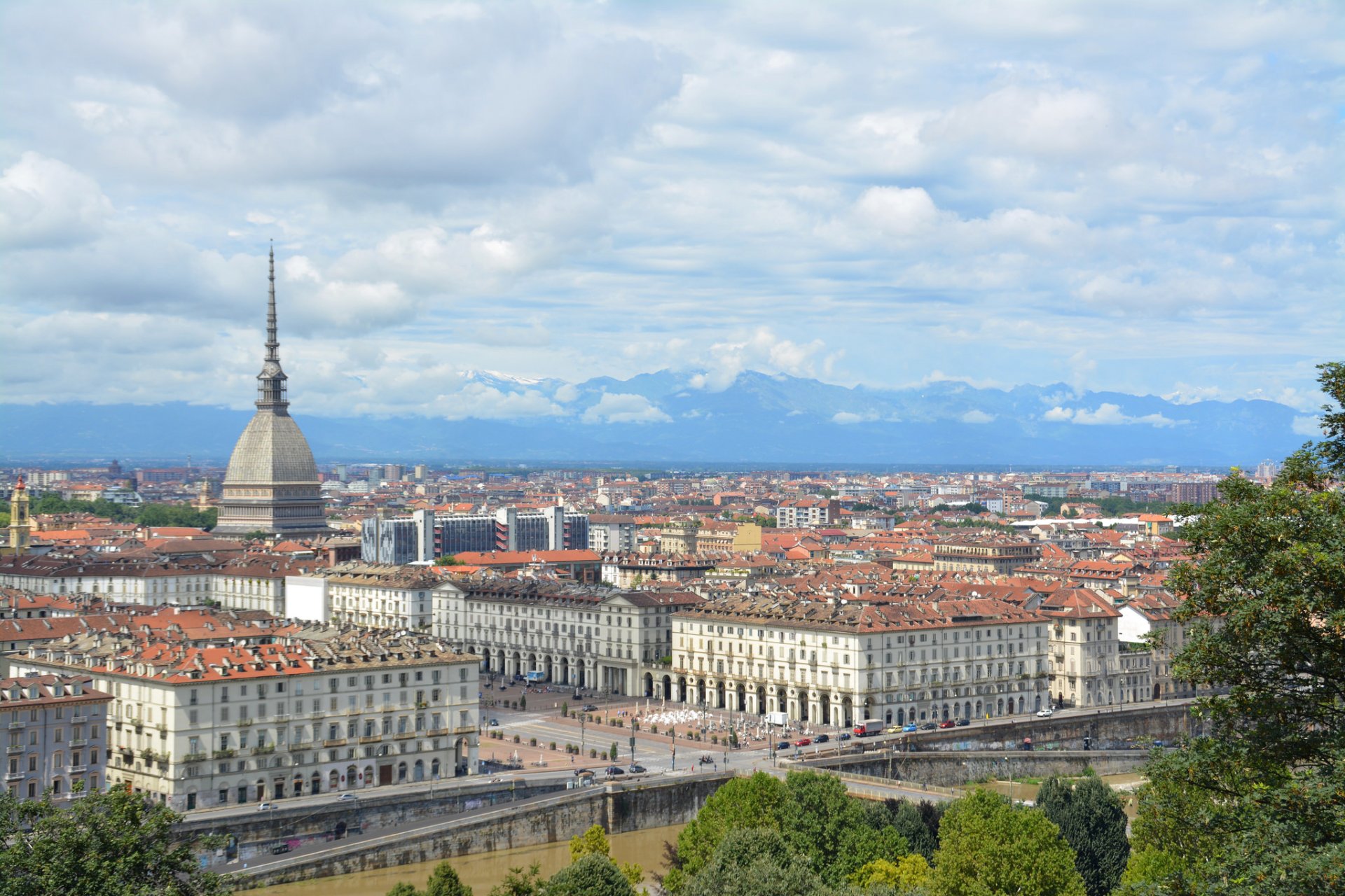 turín italia casas río puente barrio cielo panorama