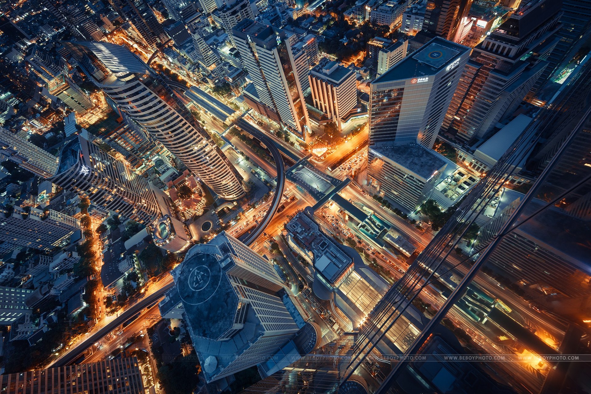 tajlandia miasto bangkok noc światła ekspozycja