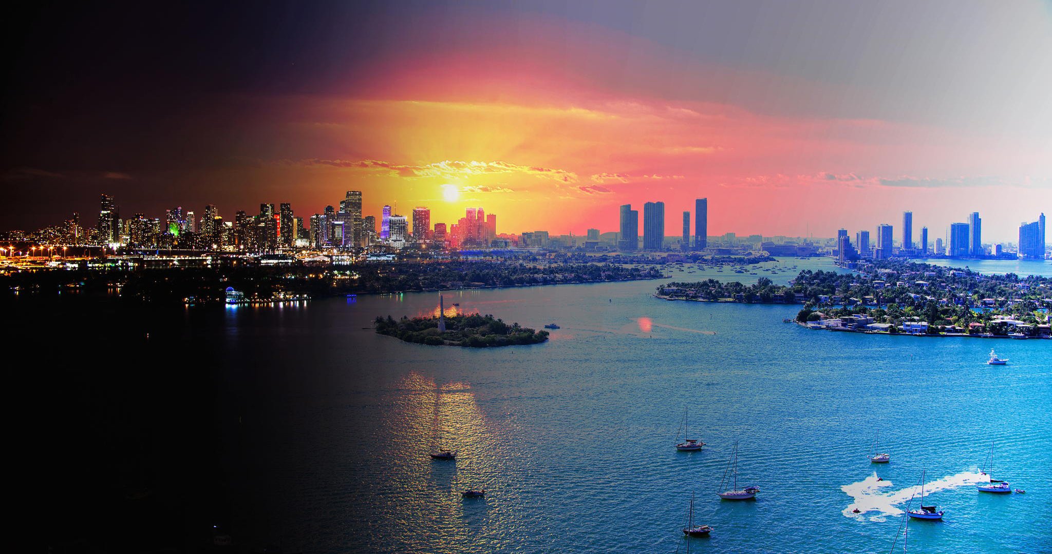 miami floride soirée lumières panorama