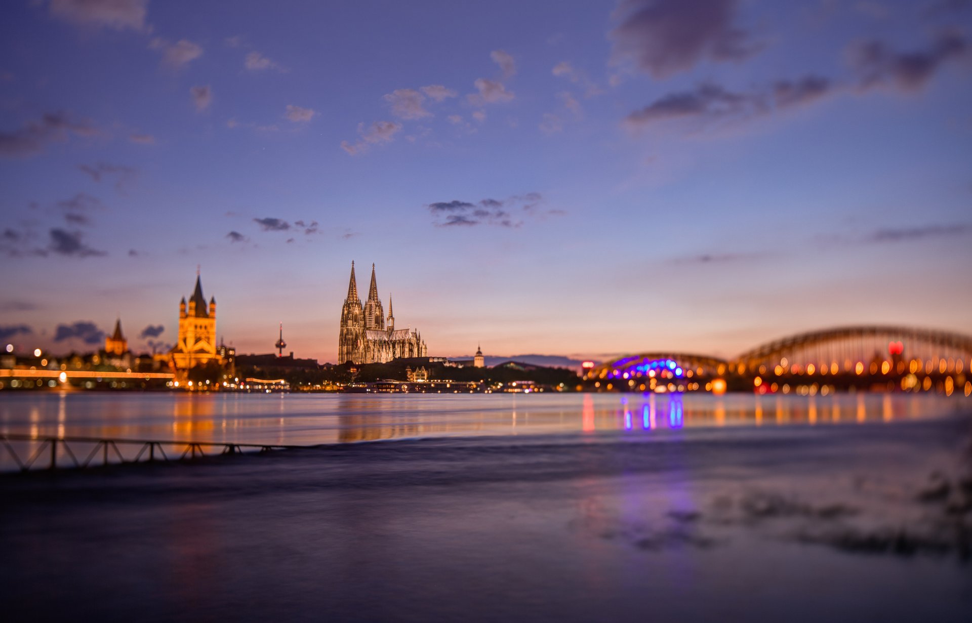 ville allemagne cologne matin temple architecture rivière pont