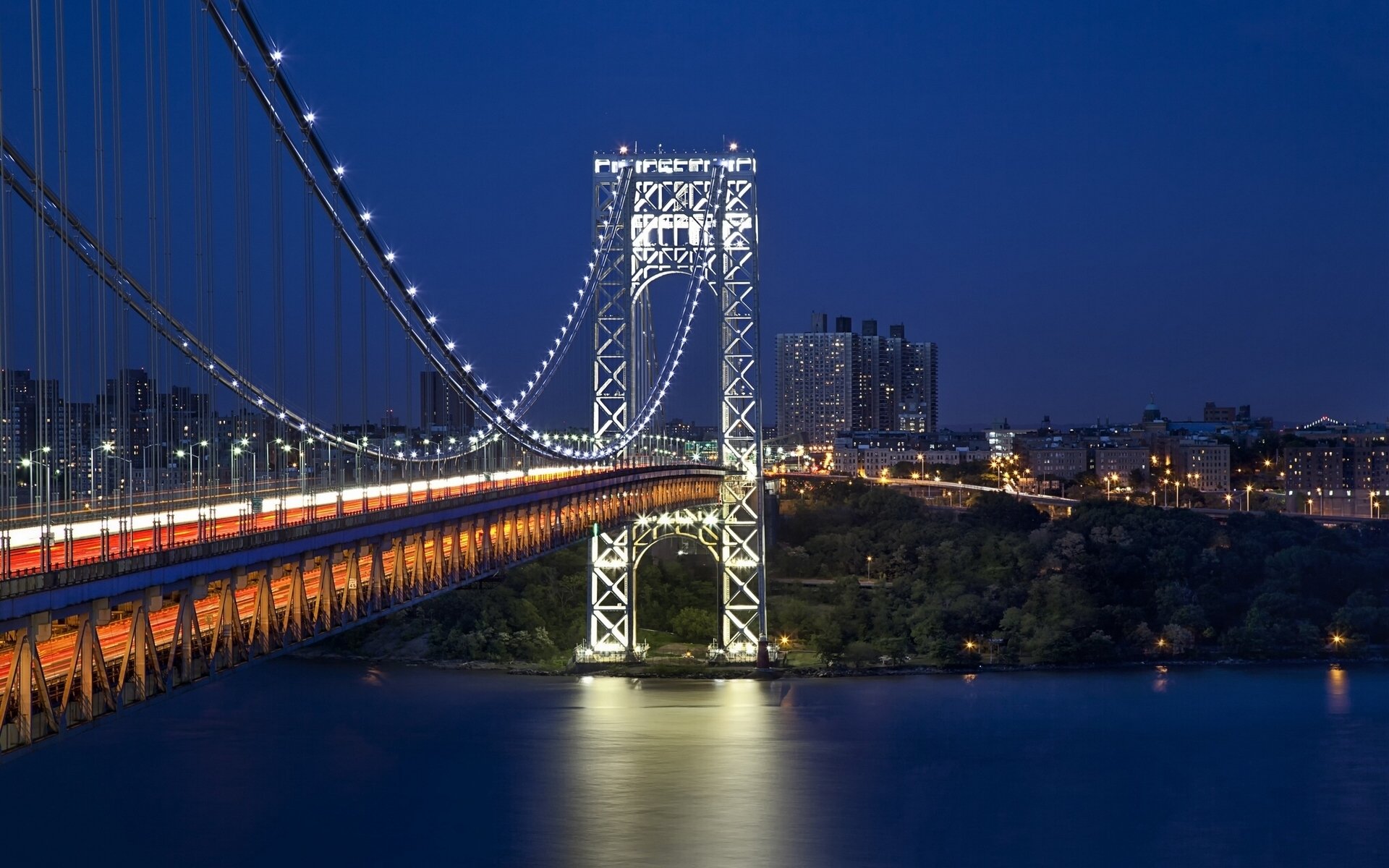 puente george washington nueva york puente gw gwb río hudson puente río hudson ciudad de la noche