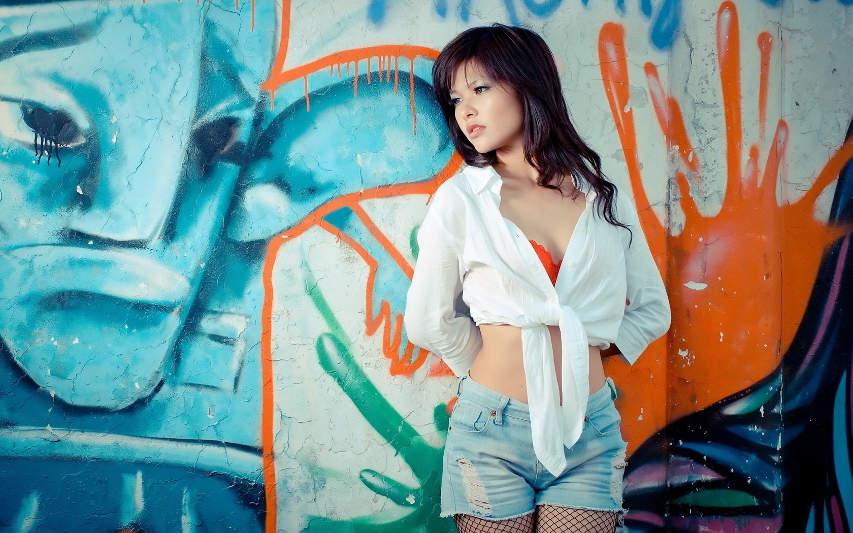 fondo pared asiático chica