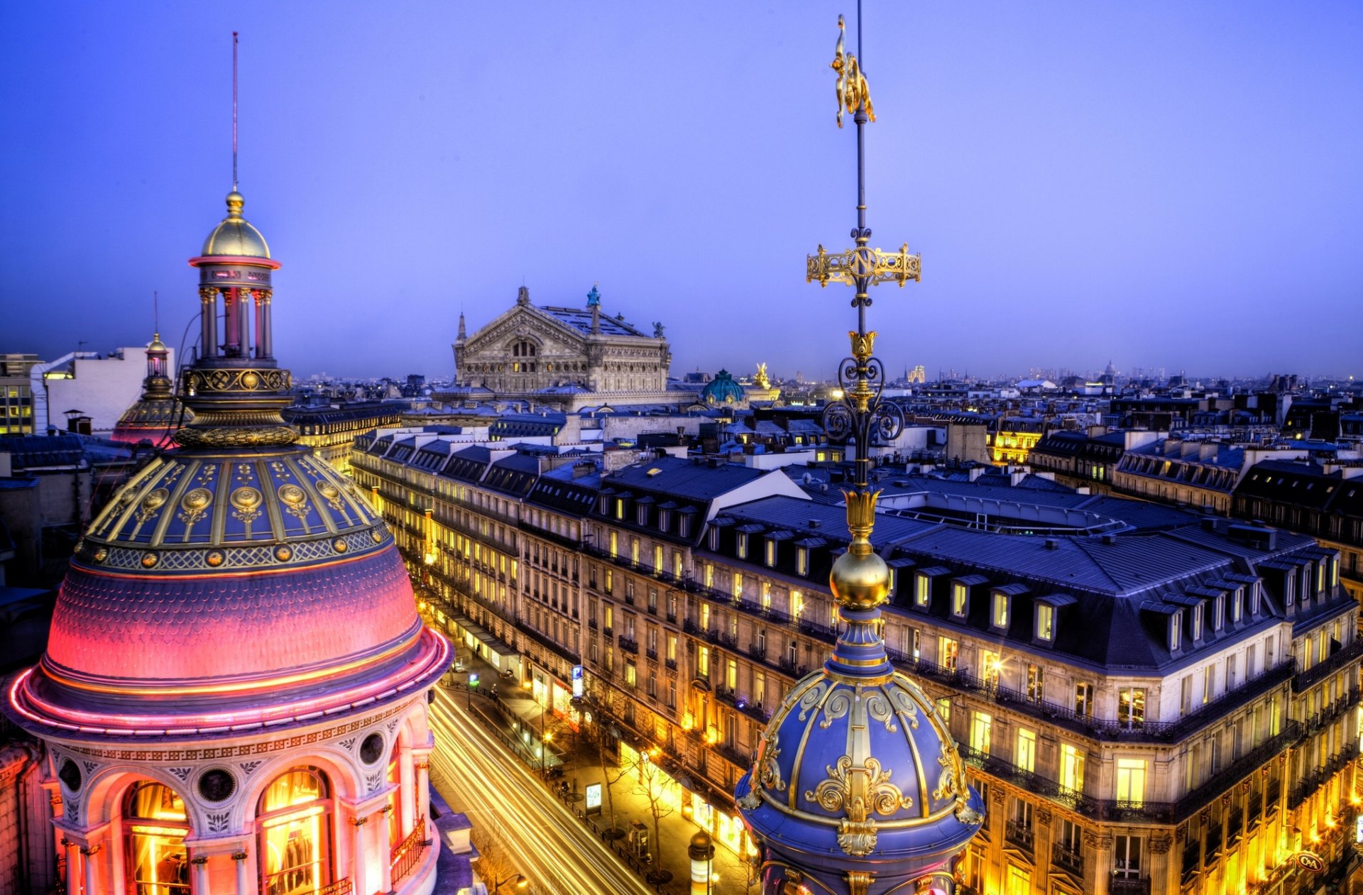 grand opéra opéra garnier grand opéra opéra garnier opera di parigi île-de-france île-de-france parigi francia luce sera architettura palazzo cupole case edifici tetti panorama città