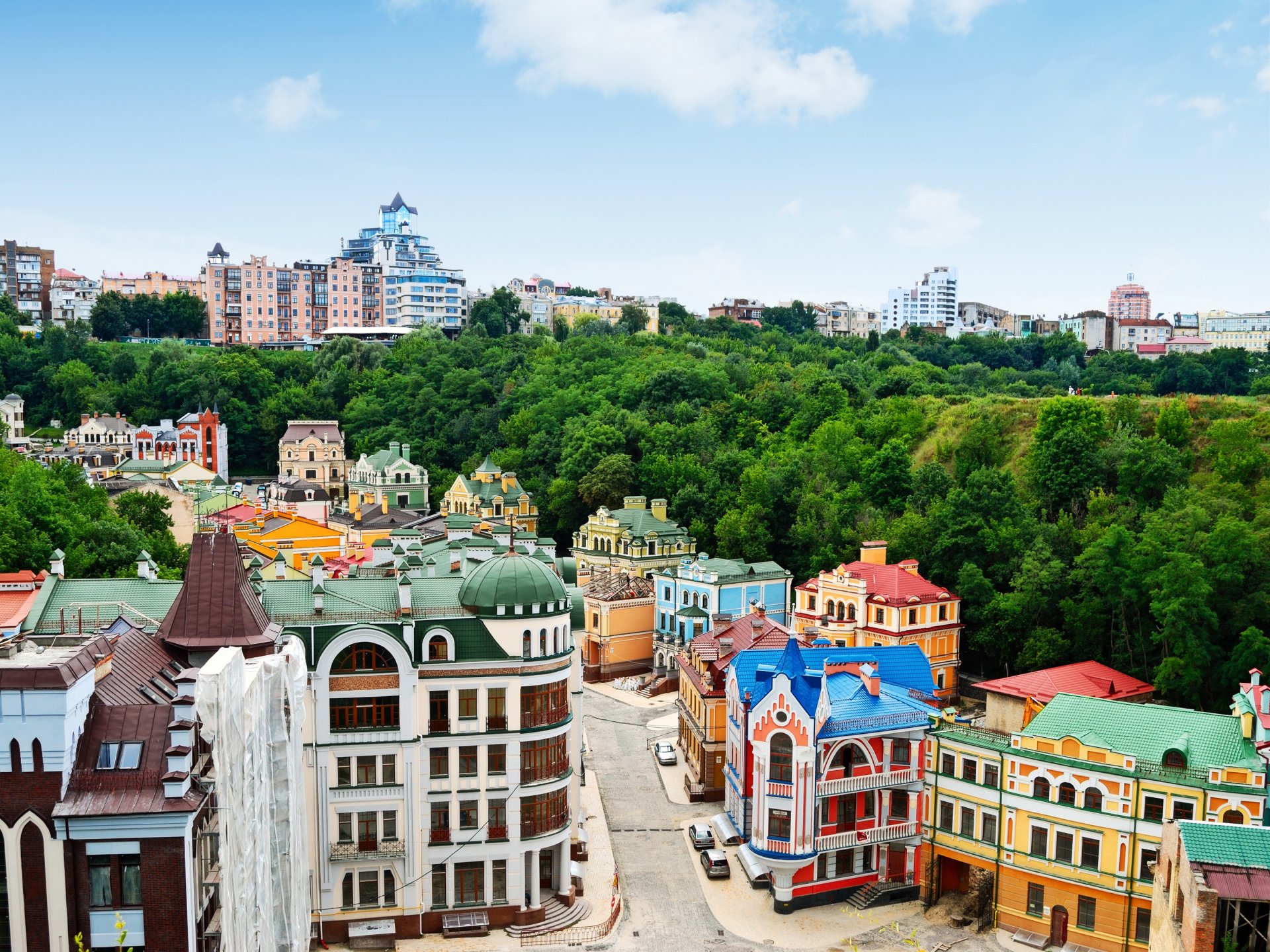 ukraine house kiev street from the top town photo