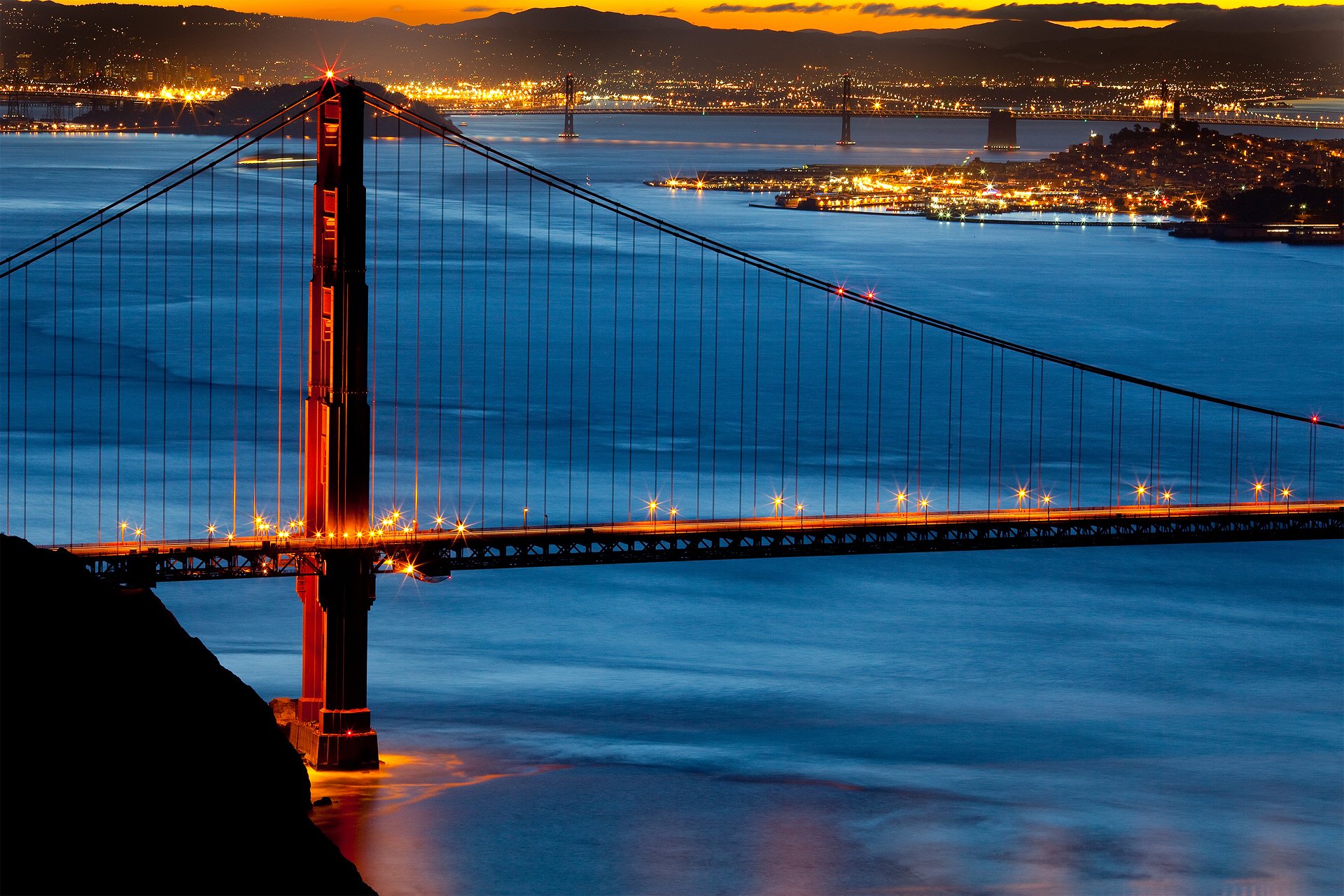 stati uniti città san francisco ponte golden gate mattina luci