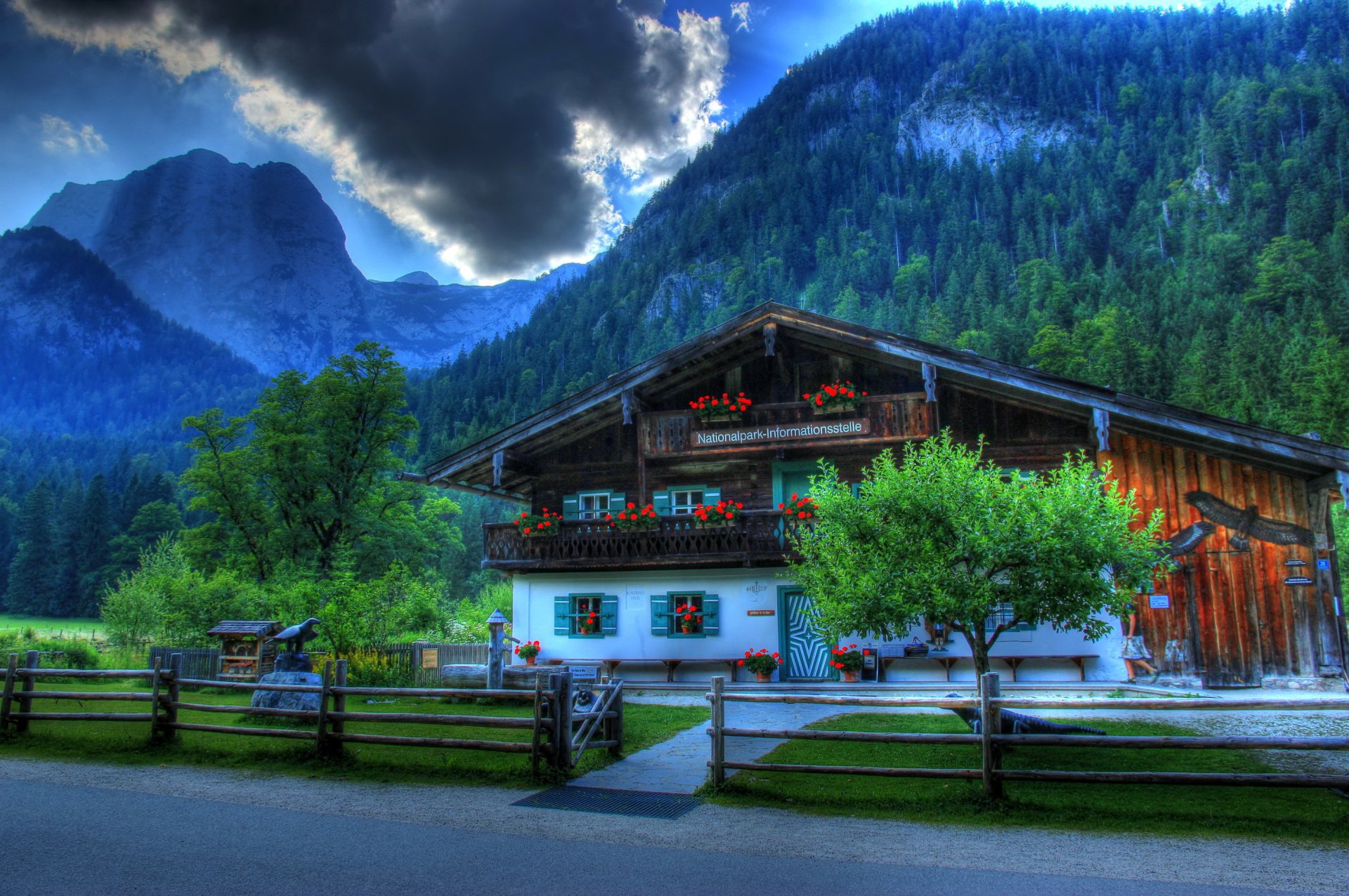 deutschland haus berge ramsau bayern hdr herrenhaus zaun stadt foto