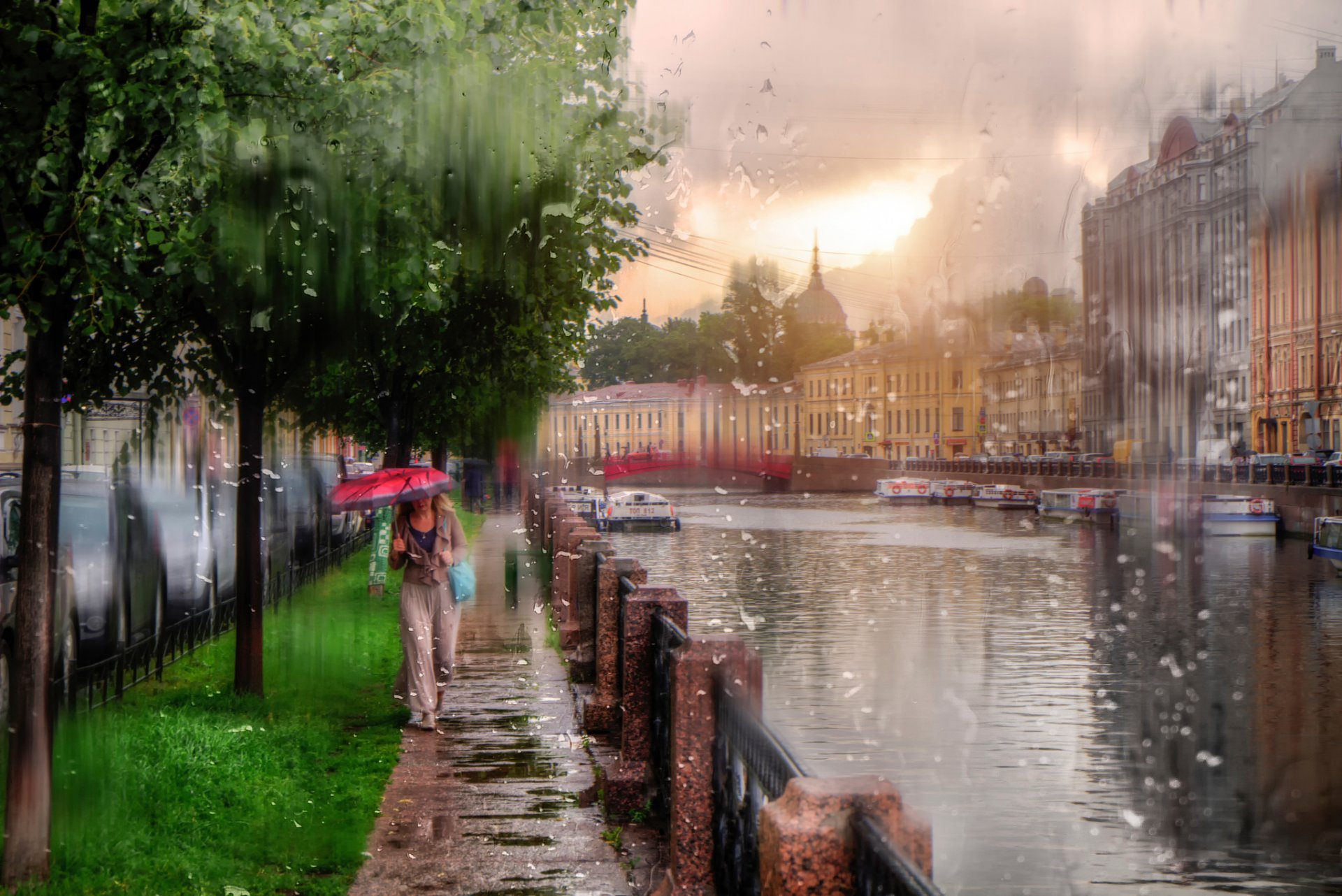 st. petersburg russland regen tropfen mädchen regenschirm