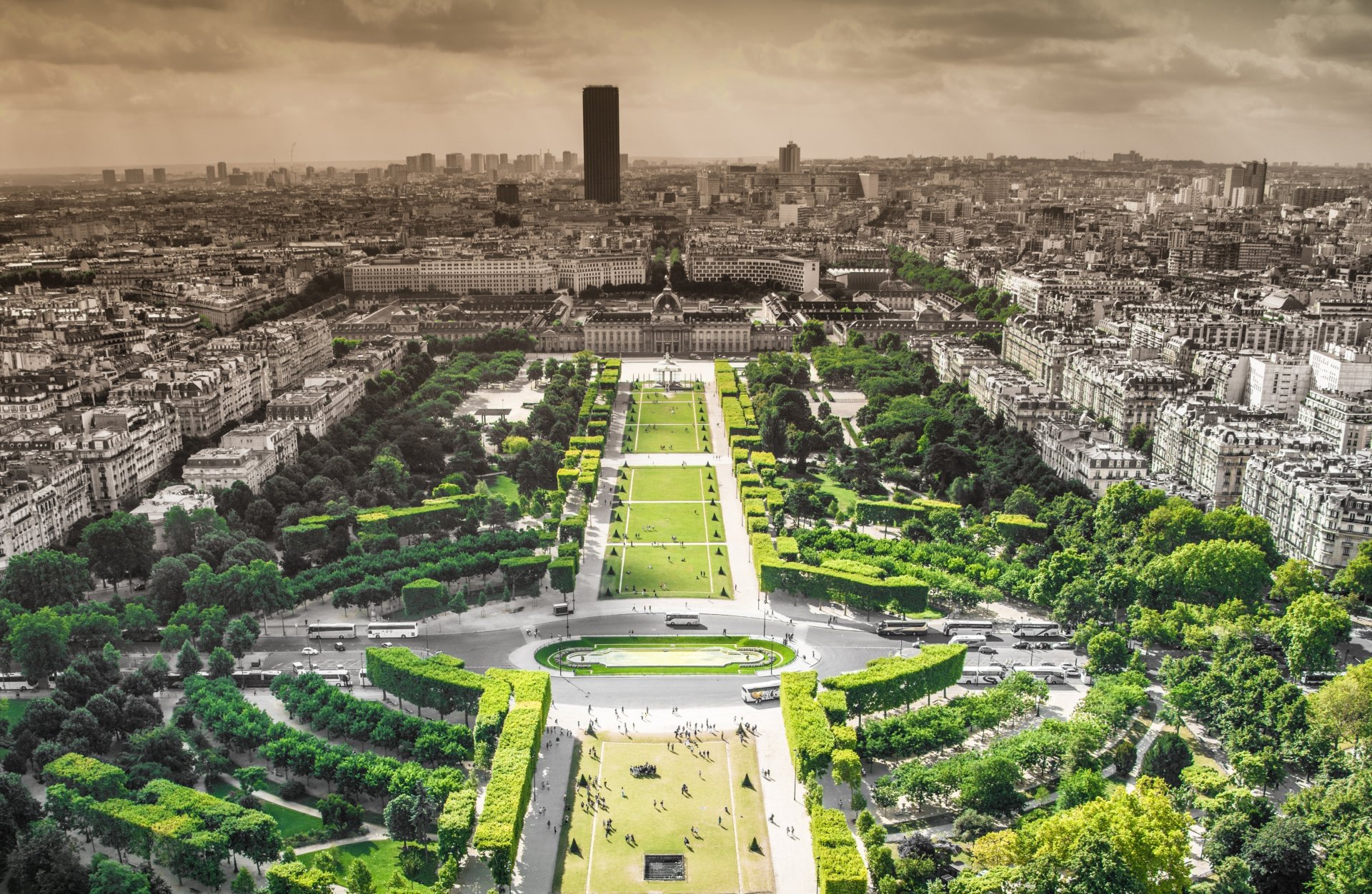 francia parigi vista panoramica della città orizzonte alberi parco orizzonte edifici