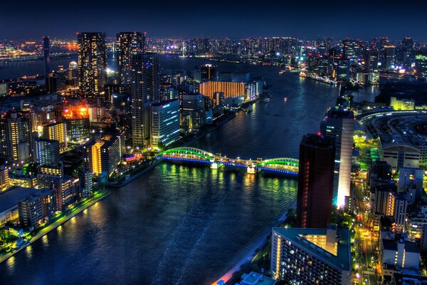 Vue depuis le gratte-ciel et la nuit de Tokyo