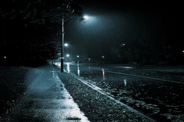 Rue de nuit sous la pluie