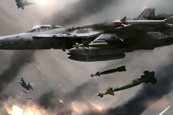 Art projectiles dans le ciel bataille avions
