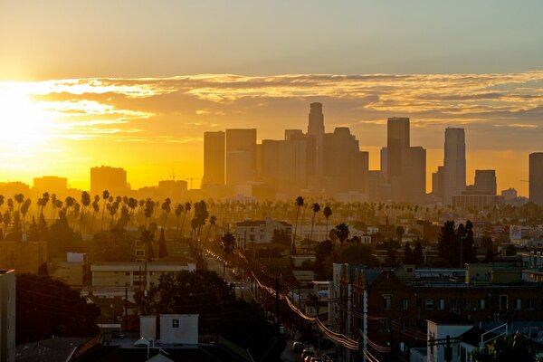 Image de la ville de Los Angeles au coucher du soleil