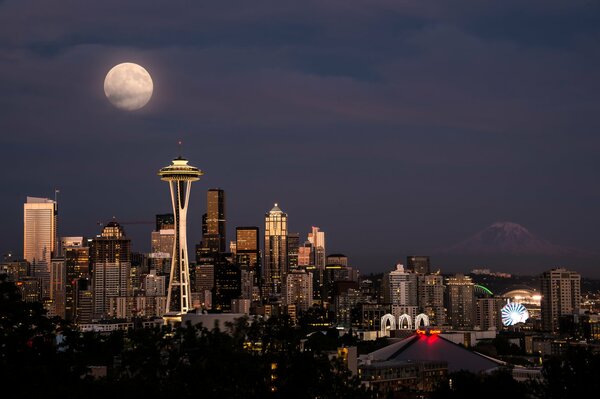 Piękno Seattle. Night city