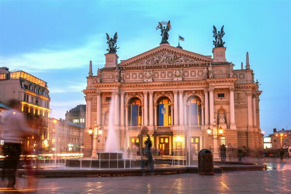 Fountain at the theater in distant Ukraine