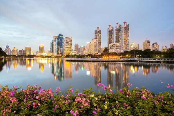 Reflection of the city in the water