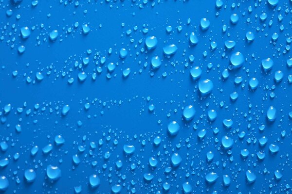 Lots of water drops on a blue background