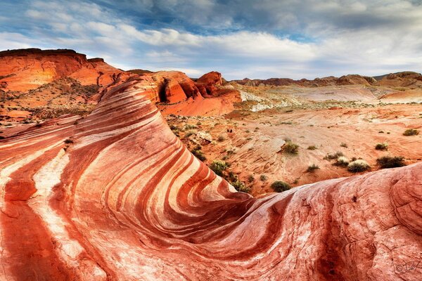 Striped mountains in the desert