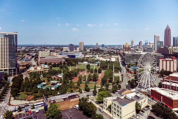 Park and skyscrapers in the city center